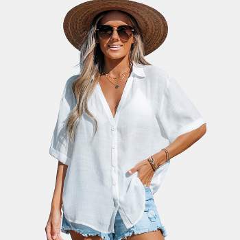 Women's Button-Front Cover Up Shirt - Cupshe