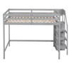 NicBex Full Size Loft Bed Pine Bed Frame with Built-in Wardrobe, Stairs and Full Length Guardrail, No Box Spring Required, Gray - 3 of 4