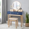 Tangkula Vanity Table Set 3 Color LED Light Touch Screen Mirror w/ Stool Black/Navy - 2 of 4