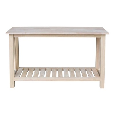 Eco-Friendly Parawood Surrey Console Table with Storage - Unfinished