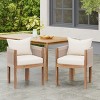 Outdoor Dining Chairs Set of 2,Fabric Upholstered Dining Chair with Acacia Wood Frame,Rope Woven Armrests Patio Dining Chair-Coolbibila - 2 of 4