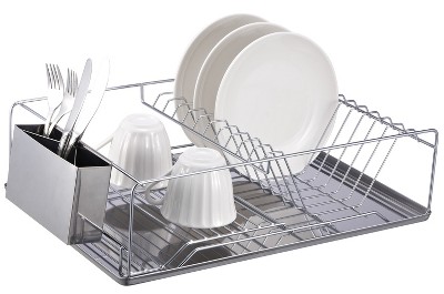 Home Basics 3 Piece Vinyl Coated Steel Dish Drainer, White : Target