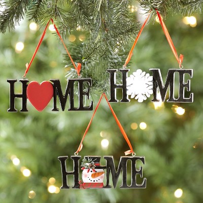 Lakeside Home Ceramic Letter Christmas Ornaments with "O" Appliques - Set of 3