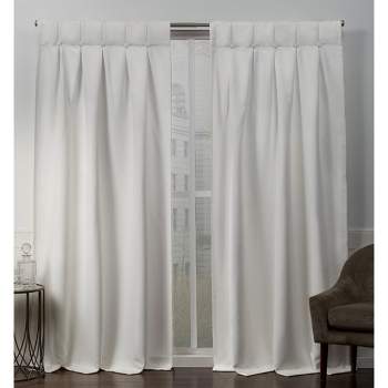 Sateen Woven Blackout Button Top Window Curtain Panel Pair -Exclusive Home