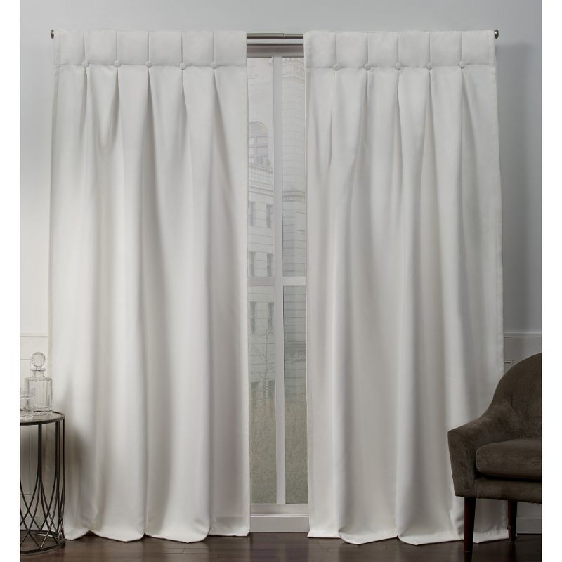 Sateen Woven Blackout Button Top Window Curtain Panel Pair -Exclusive Home, 1 of 11