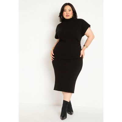 ELOQUII Women's Plus Size Short Sleeve Sweater Dress