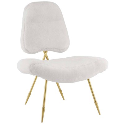 target white fluffy chair