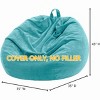 Itopfox Premium Corduroy Bean Bag Chair Cover - Soft, Washable, and Durable Stuffed Animal Storage Solution for Adults and Kids in Cyan - 2 of 4
