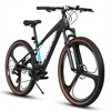 VASIP 27 Inch Wheel Mountain Bike, 21-speed Disc Brake Trigger Transmission, Aluminum Frame Unisex Mountain Bike, Black + Blue - 2 of 4