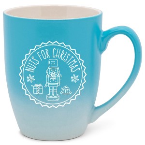 Elanze Designs Nuts For Christmas Nutcracker 10 ounce New Bone China Coffee Cup Mug, Holiday Kitchen Home D�cor, Teal & White Ombre - 1 of 4