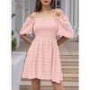 EXLURA Women's Summer Casual Square Neck Dresses Ruffle Short Sleeve Swiss Dot Flowy Mini Dress - 3 of 4