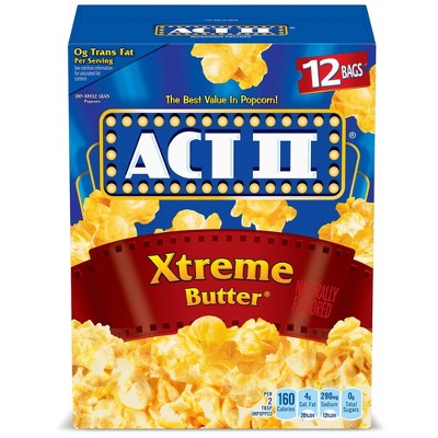 Act II Xtreme Butter Microwave Popcorn, 2.75 oz, 12 Count, Pack of 2