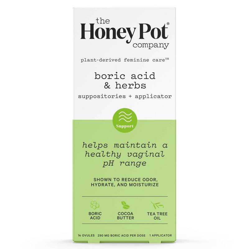 The Honey Pot Company, Boric Acid and Herbal Suppositories + Applicator, 14 ovules - 1 applicator, 1 of 15