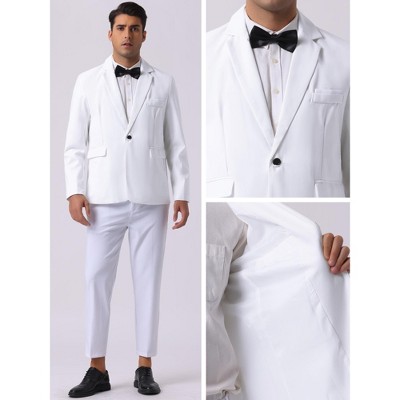 Мужские пиджаки INSPIRE CHIC Men's Business Regular Fit Notch Lapel Single Formal Breasted Blazer White Small — фото 4