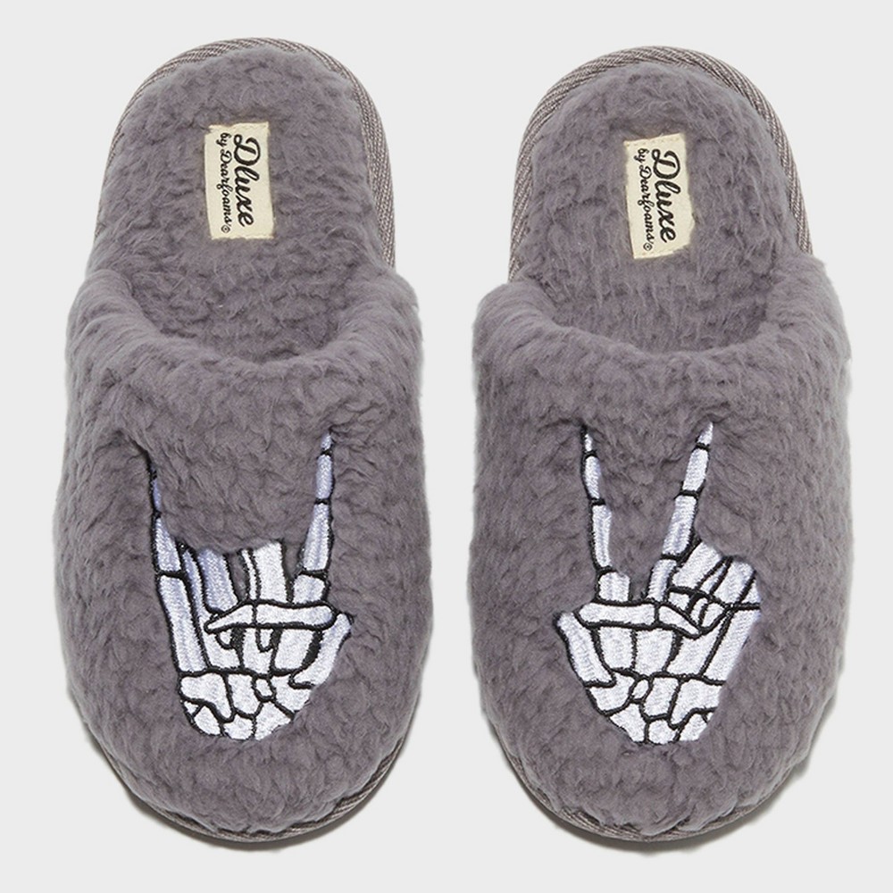 dluxe by dearfoams Kids Skeleton Peace Sign Slide Slippers