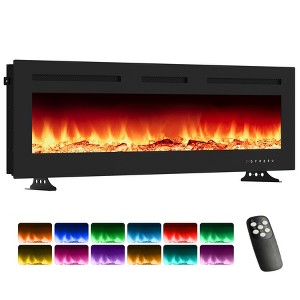 Garvee 40/50/60/72 Inch Wall Mounted Electric Fireplace - 1500W/750W Heater - 1 of 4