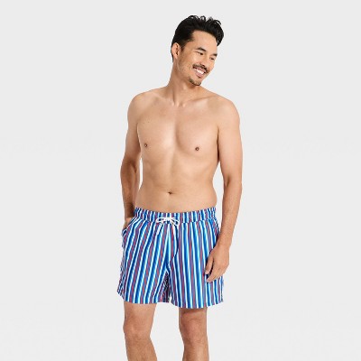 Мужские брюки Goodfellow & Co Men's 5" Striped Swim Trunks - Goodfellow & Co™ Red/White/Blue L — фото 3
