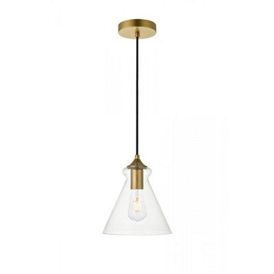 Elegant Lighting Destry 1 Light Brass Pendant With Clear Glass
