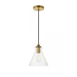 Elegant Lighting Destry 1 Light Brass Pendant With Clear Glass - 1 of 4