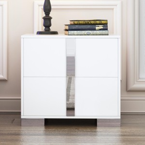 INFURNIC Nightstands Elegant Mirrored Nightstand with Metal Handles and 2 Drawers for Bedroom Living Room, White, 23.3"*15.4"*21.3" - 1 of 4