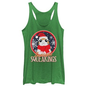 Women's Star Wars The Last Jedi Season Squeakings Porg Racerback Tank Top - 1 of 3