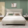 High Headboard Upholstered Bed, Bed Frame, 12-Slat Support, Easy to Assemble, Beige, Chenille Cloth, No Box Spring Needed - 3 of 4