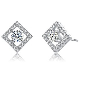 Guili Stylish Halo Stud Earrings with Cubic Zirconia – Modern, Versatile & Elegant in White, Blue, Red & Gold. Perfect for Any Look & Occasion - 1 of 3