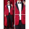 Lars Amadeus Men's Peak Lapel Wedding Shiny Argyle Plaid Velvet Suit Jacket - 3 of 4