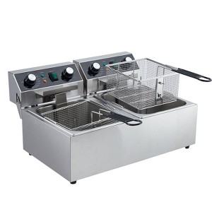 COZONY 3600W Commercial Deep Fryer, Stainless Steel Double Basket Countertop Frying Machine with Temperature Control - 1 of 4