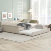 Upholstered Bed Frame with Trundle, Linen Fabric Wood Platform Bed with USB Charging Port - Baofuwish - 2 of 4