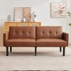 75'' Modern Convertible Futon Couch, Upholstered Solid Wood Futon Sofa, Fabric Adjustable Loveseat Sofa for Living Room - 2 of 4