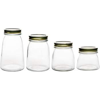 5421 OGGI 8 pc. Airtight Glass canister & spice jar set with stainless  steel lids