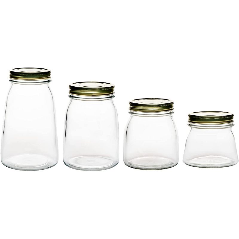 Amici Home Cantania Canning Jar, Airtight, Italian Made Clear Food Storage Jar with Golden Lid, Set of 4 Jars ,54, 35, 27, and 18-ounce, 1 of 6