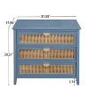 HDZNVF 3 Drawer Dressers, Natural Rattan, Blue - 4 of 4