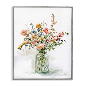 Stupell Industries Country Meadow Roses Floral Bouquet Watercolor Still Life Framed Giclee Art, Gray, 11" x 14" - 1 of 4