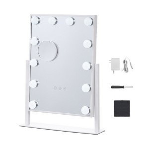 VEVOR Hollywood Vanity Mirror With Lights,12 Dimmable Bulbs & 3 Color Lighting Modes,Detachable 5X Magnification,360 Degree Rotation16.1x11.8 in,White - 1 of 4
