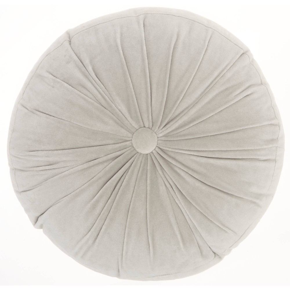 Photos - Pillow 16" Ruched Velvet Round Throw  Light Gray - Mina Victory