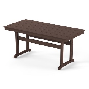 Rectangle Outdoor Dining Tables for 6, HDPS Weather Resistant Patio Dining Table, 66" Outdoor Tables with 1.96" Umbrella Hole. - 1 of 4
