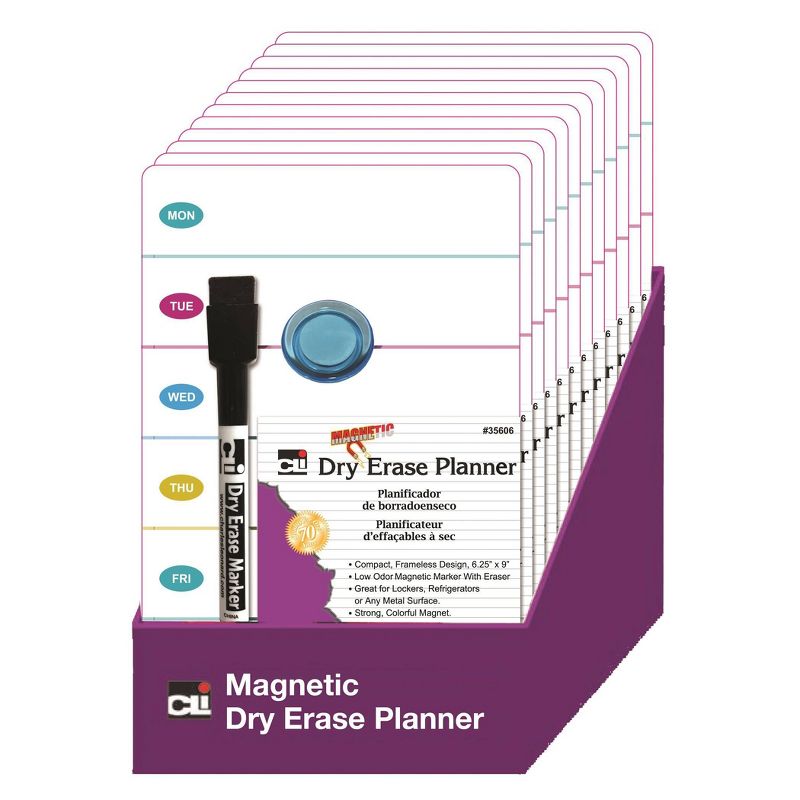 12pk Mini Magnetic Dry Erase Planning Boards with Marker &#38; Magnet - Charles Leonard, 1 of 3