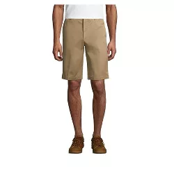 Lands' End School Uniform Men's Plain Front Blend Chino Shorts - 30 - Khaki