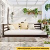 Country Style Wooden Swing Daybed, Twin/Full Size Porch Swing with 4pcs 96-inch Hemp Ropes for Backyard & Garden - ModernLuxe - 2 of 4
