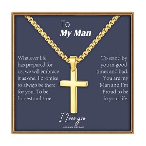 Turandoss Cross Necklace for Men Boys, Gold Silver Black Cross Pendant Necklace, Fathers Day Gifts for Men Boys Husband, Birthday Gifts for Son, 20In - 1 of 4
