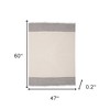 47" X 60"  and Ivory Cotton Woven Striped Throw Blanket with Fringe - 3 of 4