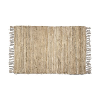 tagltd Military Chindi Natural Tone Rug Hand Woven Cotton Home Decor Cotton Indoor Rug, 24L x 36W Inches