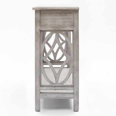 Gray Wood Console Table with Storage and Shelf