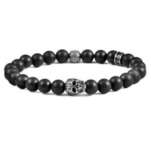 Crucible Men's Skull with Matte Onyx Stone Beads Stretch Bracelet (8mm) - 1 of 3
