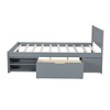 NicBex Full Size Bed Modern Wooden Bed Frame with 2 Removable Double-Layer Storage Shelves and Drawer for Bedroom, No Box Spring Required, Gray - 3 of 4