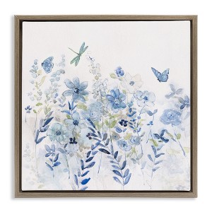 Stupell Industries Delicate Blue Floral Garden Floating Frame Canvas Art - 1 of 4