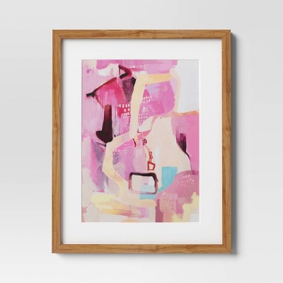 Set of 2 16" x 20" Natural Framed Abstract Wall Art Prints