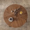 CAVINAS Coffee Tables for Living Room, Modern Retro Splicing Round Coffee Table, Fir Wood Table Top with Black Cross Legs Base - 2 of 4